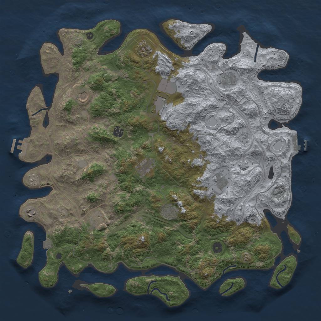 Rust Map: Procedural Map, Size: 4600, Seed: 40720249, 19 Monuments