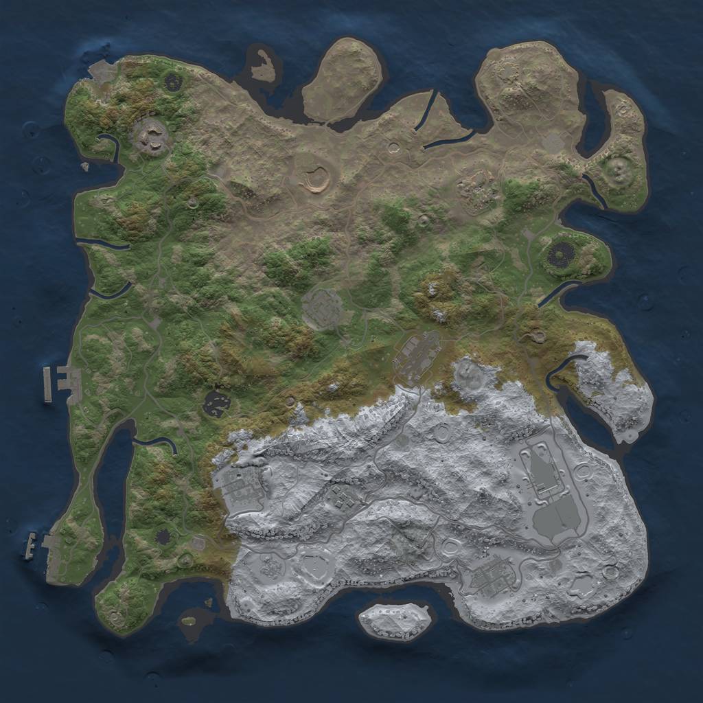 Rust Map: Procedural Map, Size: 4000, Seed: 742024, 18 Monuments