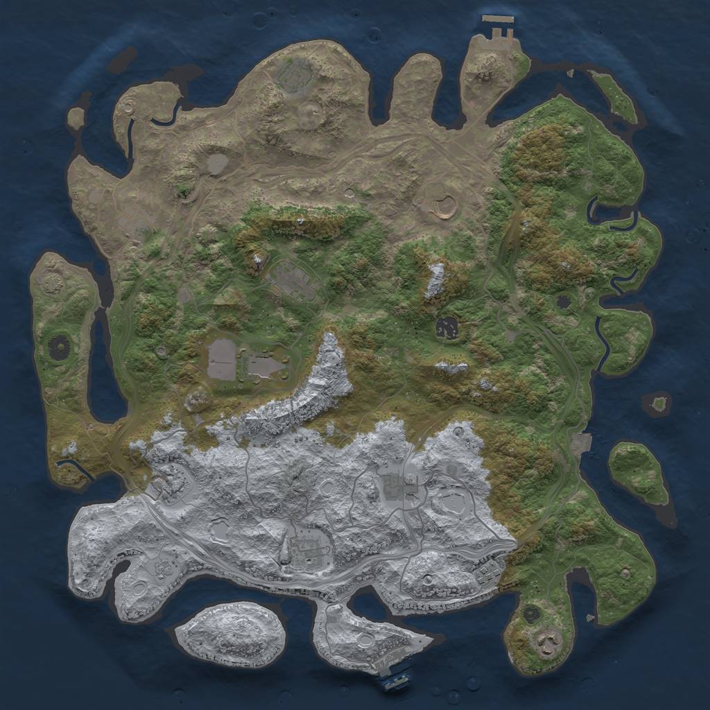 Rust Map: Procedural Map, Size: 4500, Seed: 131654351, 19 Monuments