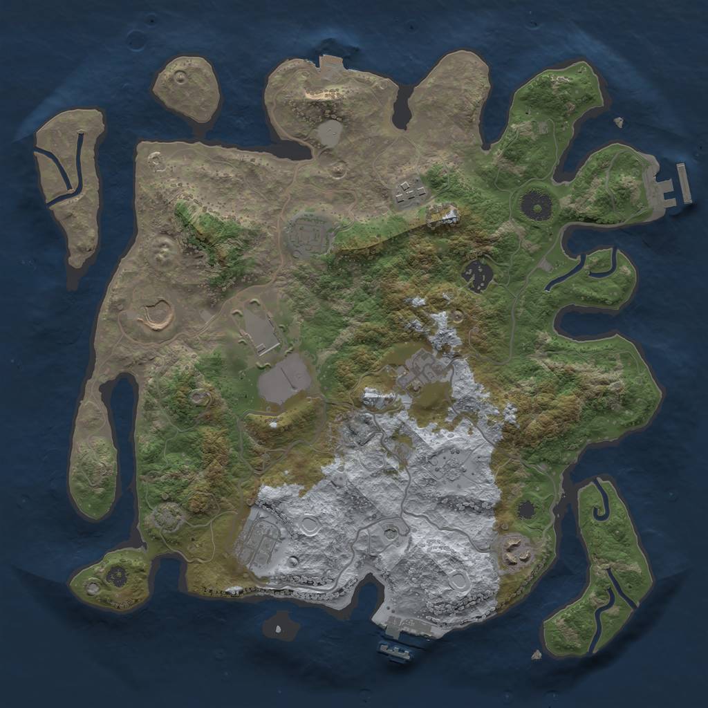 Rust Map: Procedural Map, Size: 3500, Seed: 1329542967, 16 Monuments