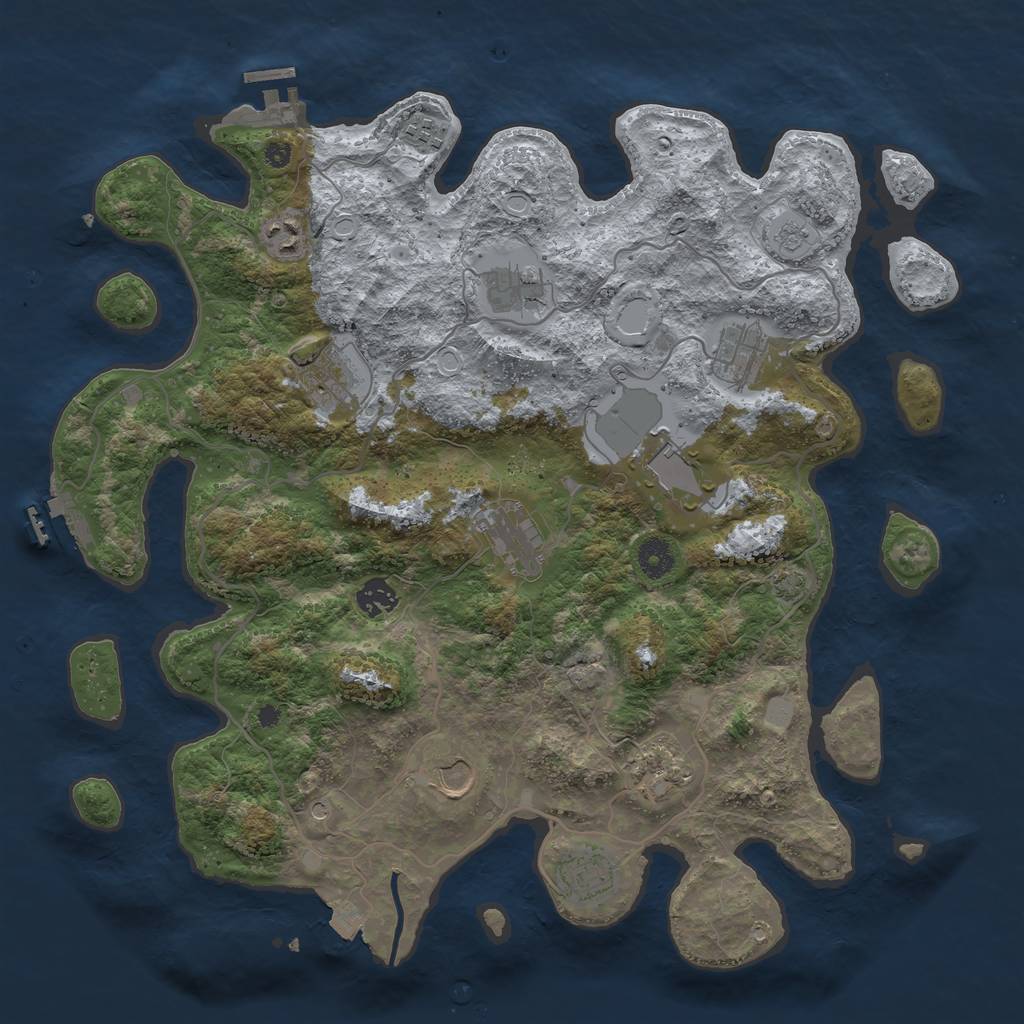 Rust Map: Procedural Map, Size: 4000, Seed: 1342254593, 19 Monuments