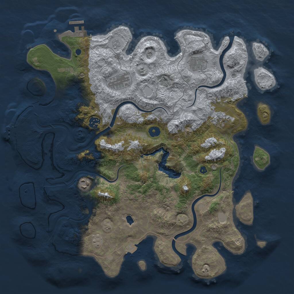 Rust Map: Procedural Map, Size: 4000, Seed: 1342254593, 12 Monuments