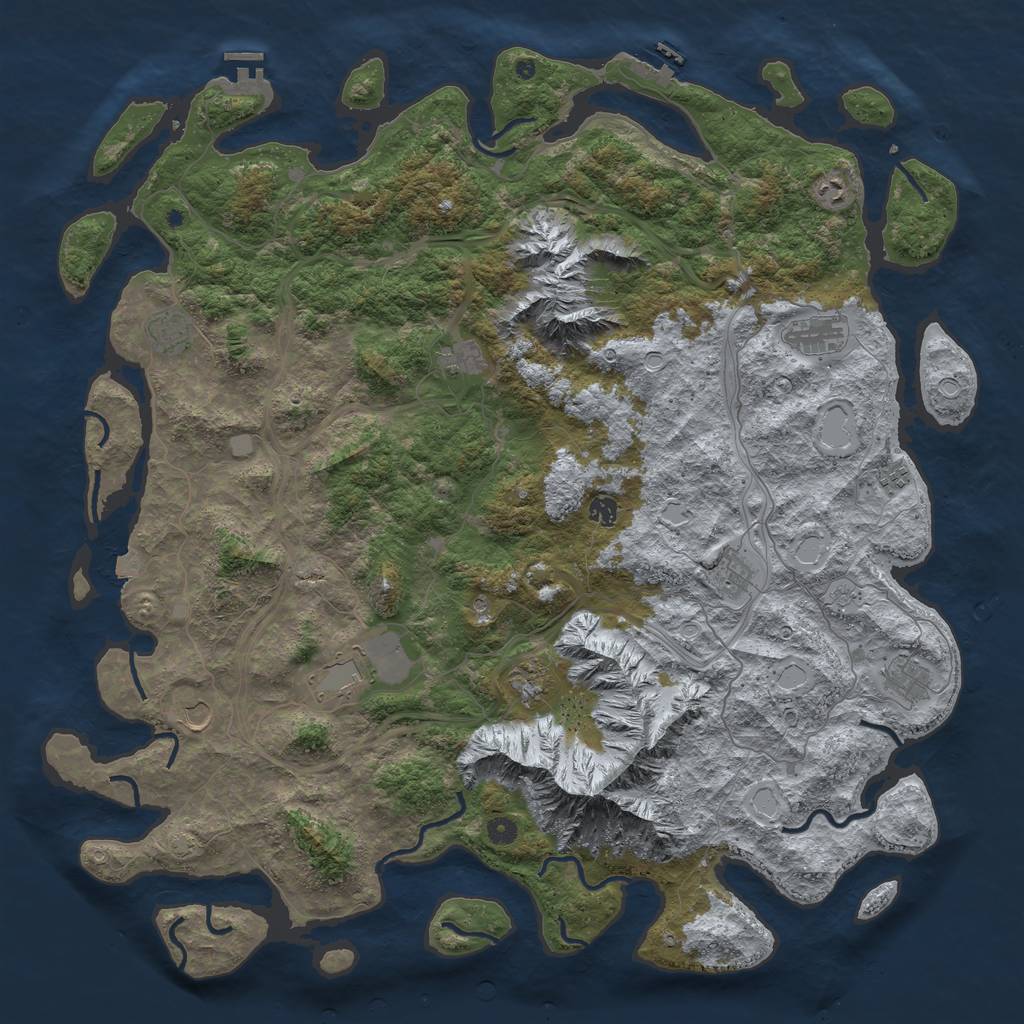 Rust Map: Procedural Map, Size: 5250, Seed: 203243016, 19 Monuments