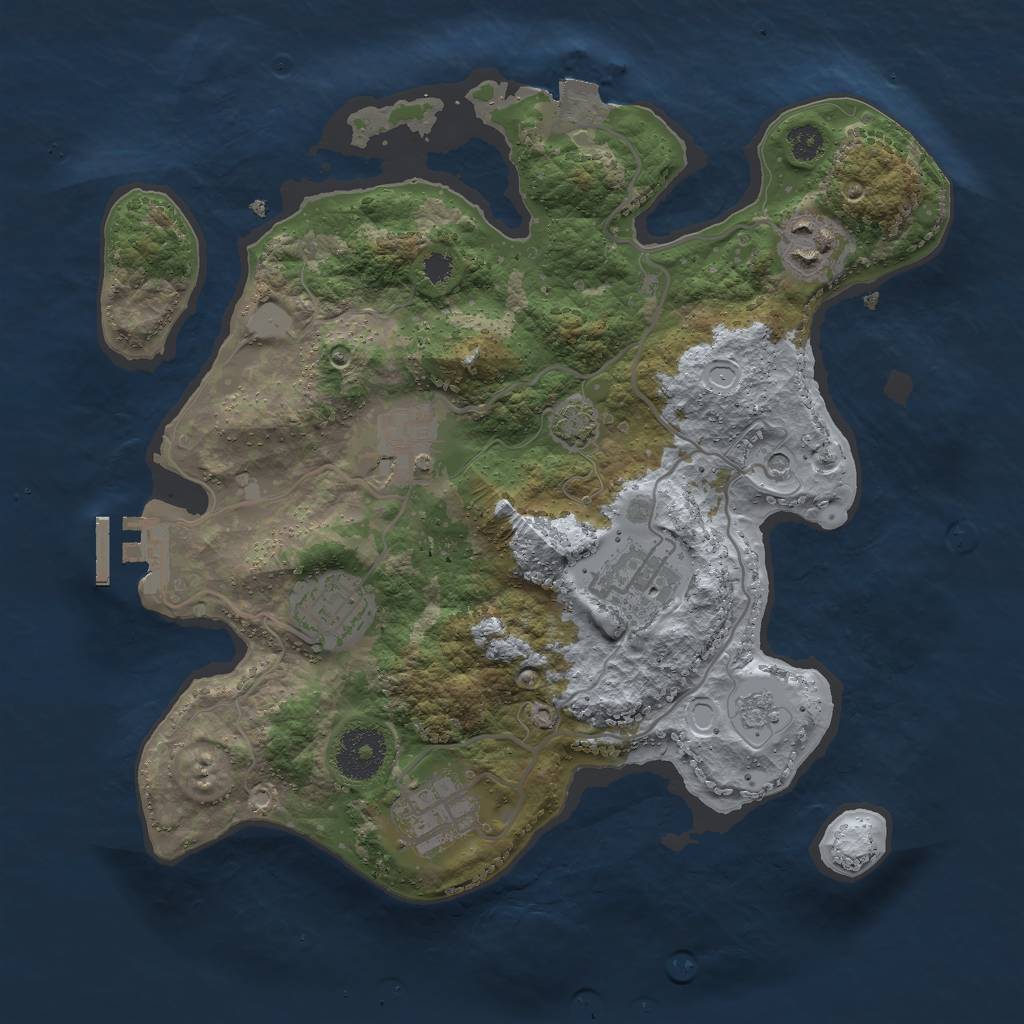 Rust Map: Procedural Map, Size: 3000, Seed: 49376, 12 Monuments