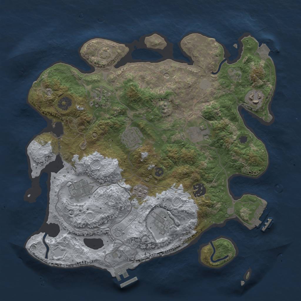 Rust Map: Procedural Map, Size: 3280, Seed: 468753735, 16 Monuments