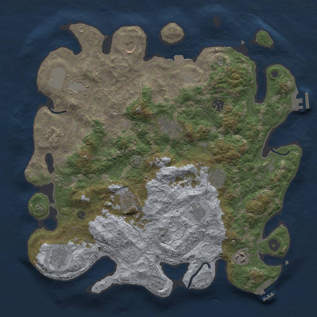 Rust Map: Procedural Map, Size: 4000, Seed: 54320, 19 Monuments