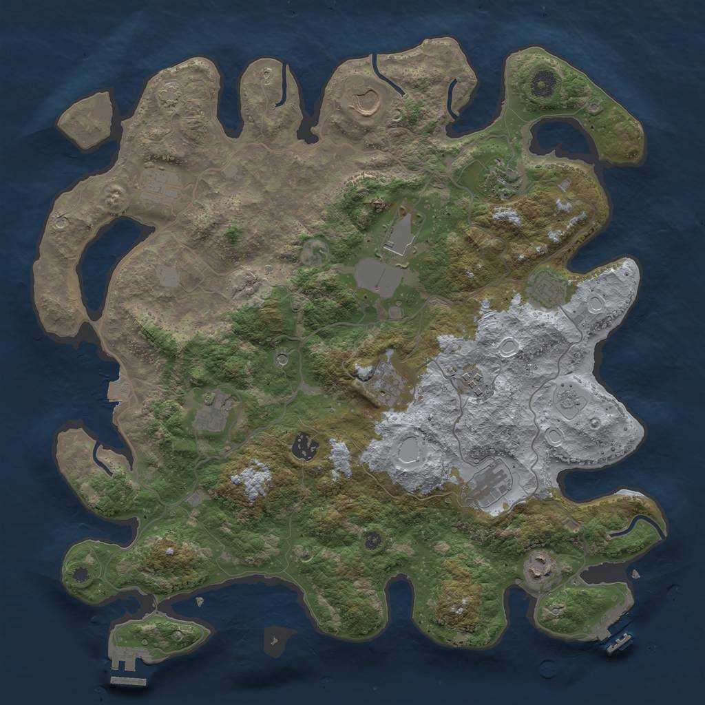 Rust Map: Procedural Map, Size: 4000, Seed: 1001816847, 19 Monuments