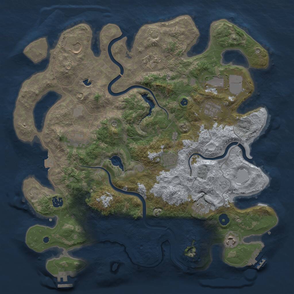 Rust Map: Procedural Map, Size: 4000, Seed: 1001816847, 16 Monuments