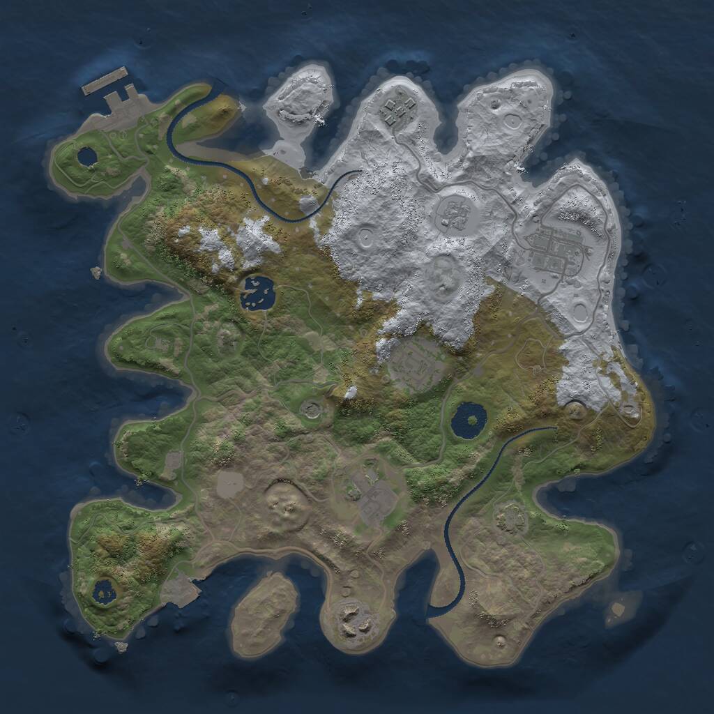 Rust Map: Procedural Map, Size: 3000, Seed: 2081271446, 11 Monuments