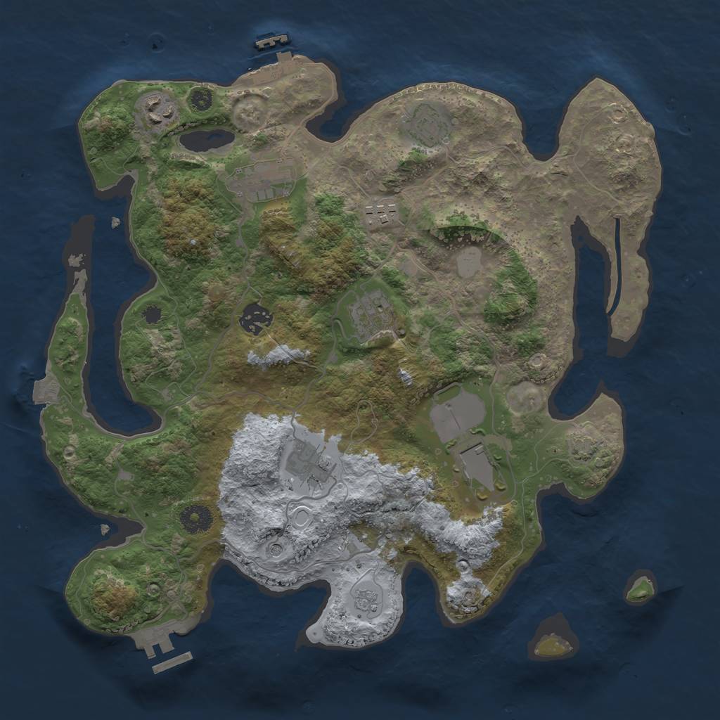 Rust Map: Procedural Map, Size: 3500, Seed: 221977, 16 Monuments