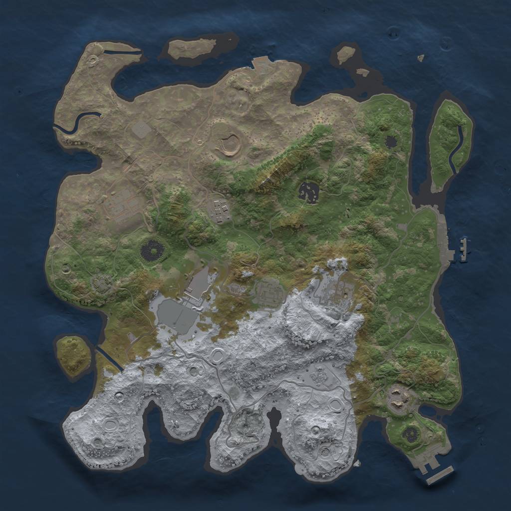 Rust Map: Procedural Map, Size: 3500, Seed: 551408227, 16 Monuments