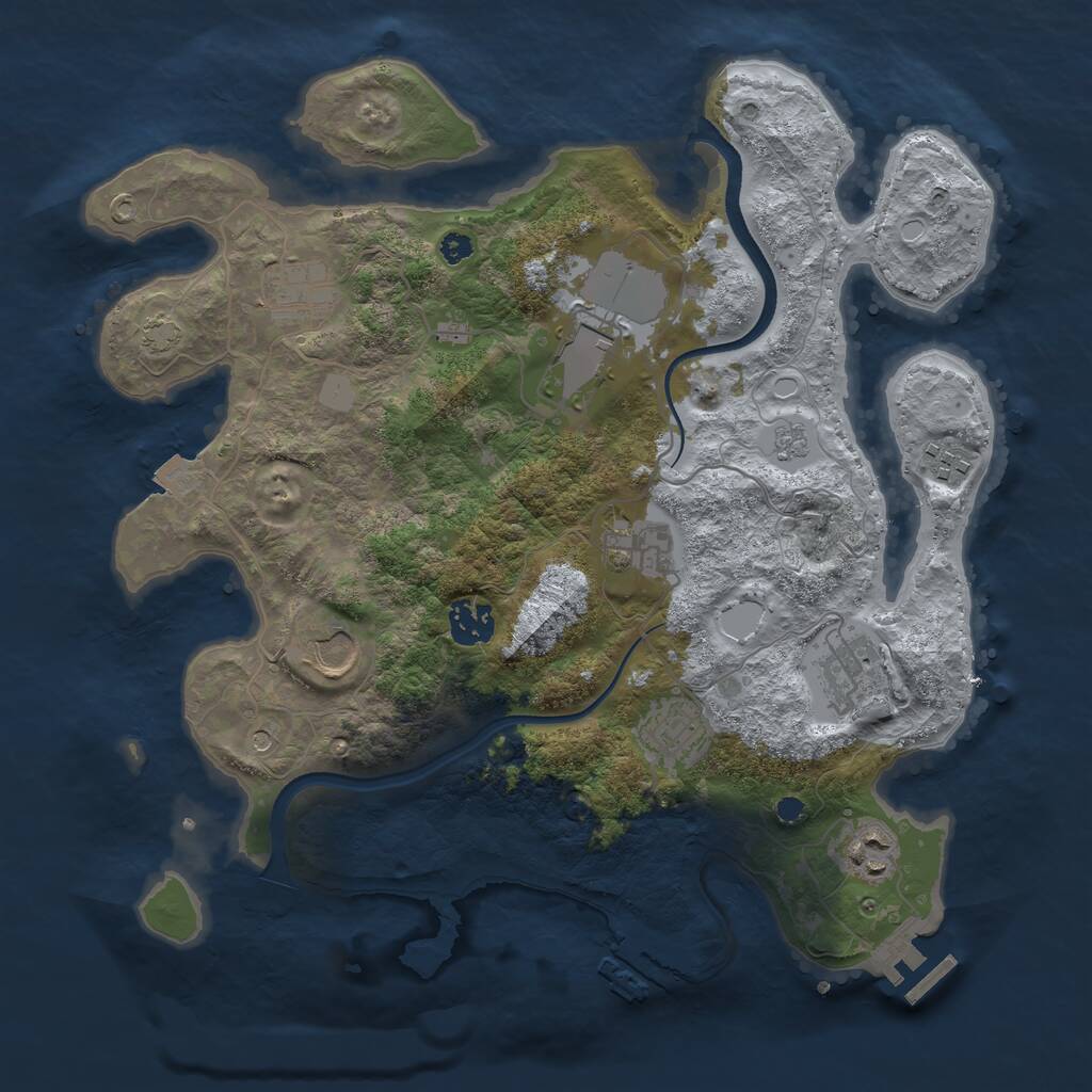 Rust Map: Procedural Map, Size: 3500, Seed: 150196963, 15 Monuments