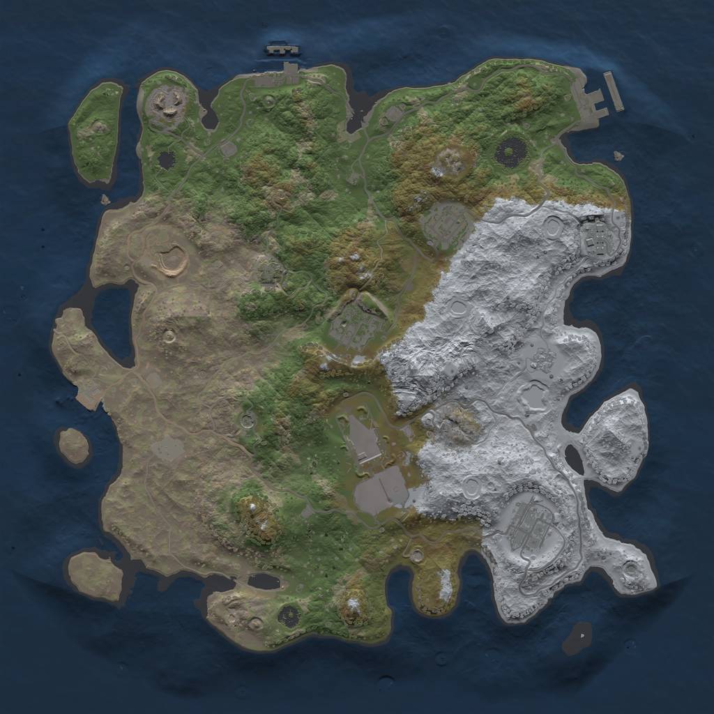 Rust Map: Procedural Map, Size: 3500, Seed: 1800950990, 15 Monuments