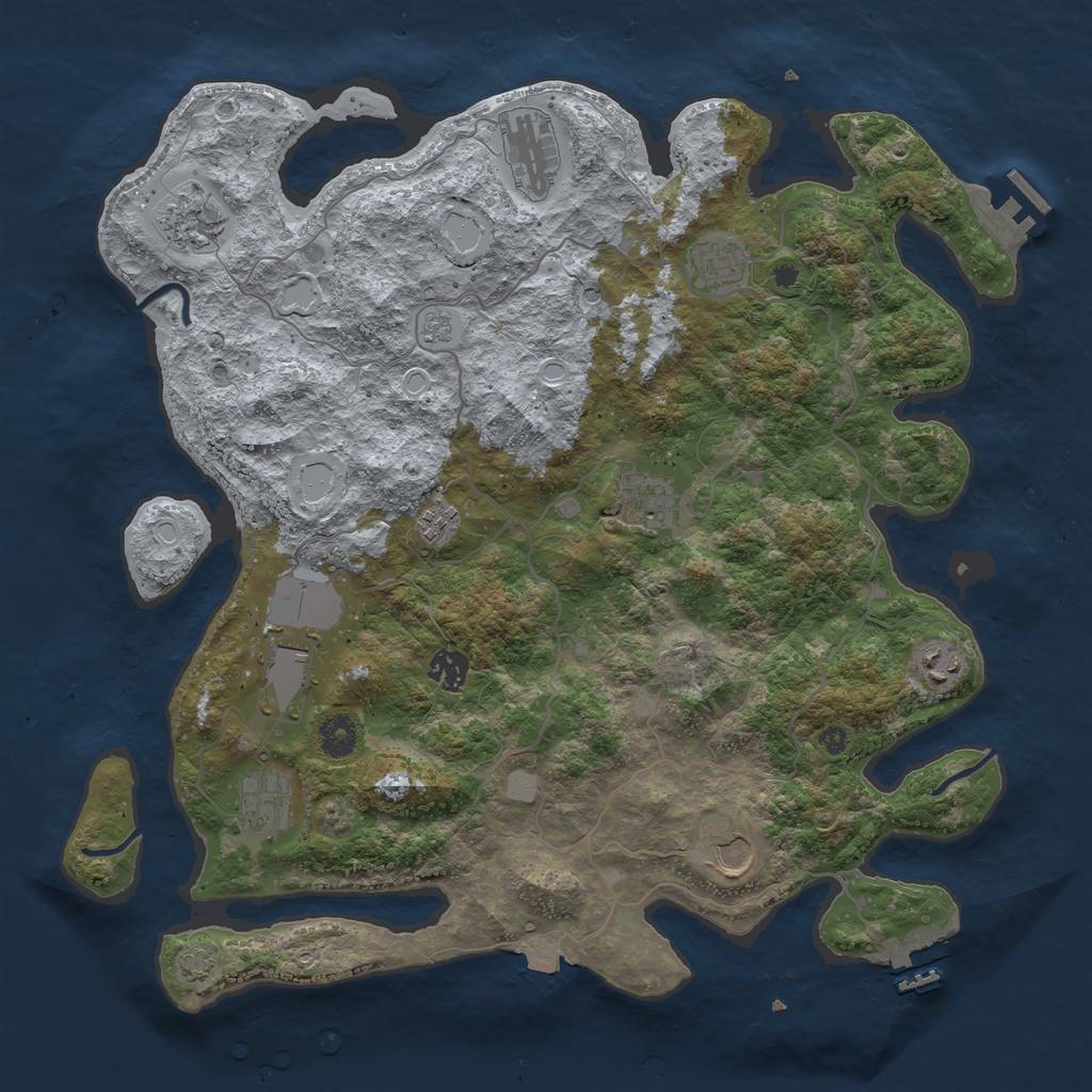 Rust Map: Procedural Map, Size: 4000, Seed: 324890520, 18 Monuments