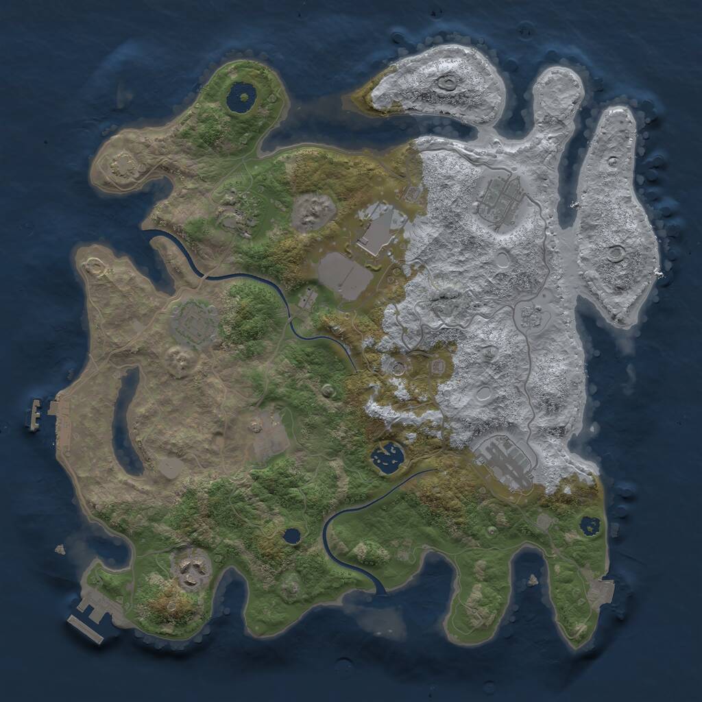 Rust Map: Procedural Map, Size: 3500, Seed: 413359990, 14 Monuments