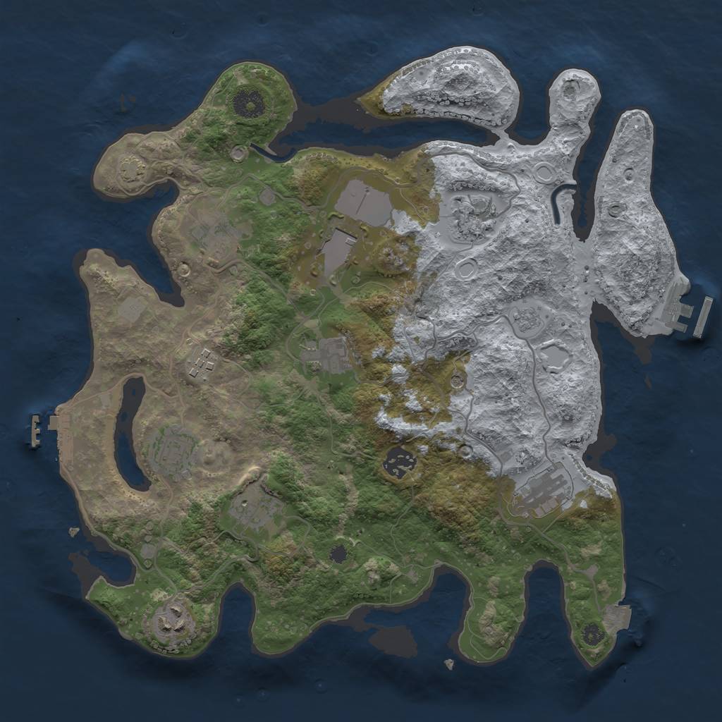 Rust Map: Procedural Map, Size: 3500, Seed: 413359990, 18 Monuments