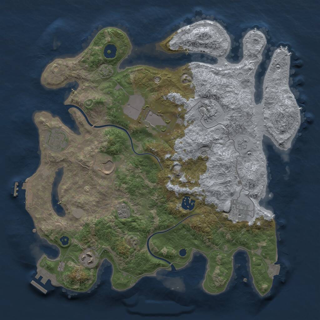 Rust Map: Procedural Map, Size: 3500, Seed: 413359990, 14 Monuments