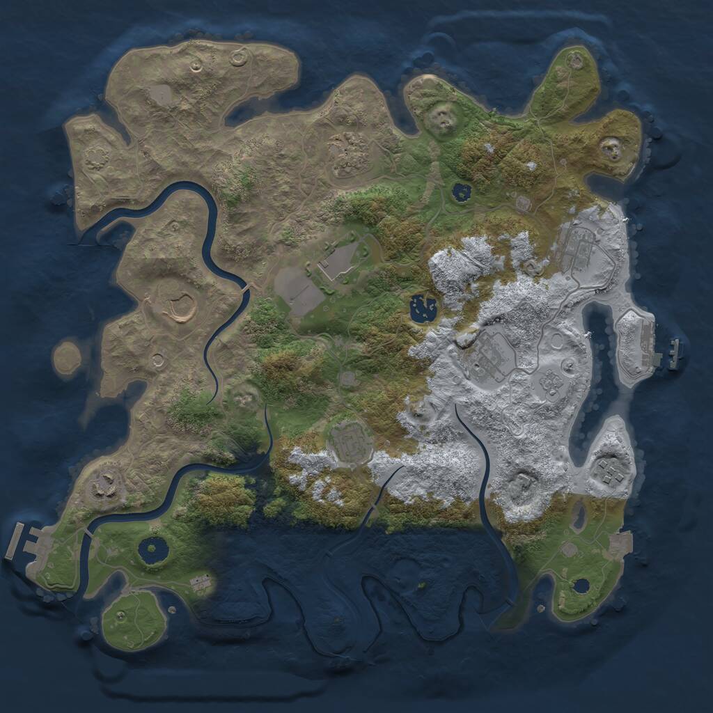 Rust Map: Procedural Map, Size: 3750, Seed: 14281233, 15 Monuments