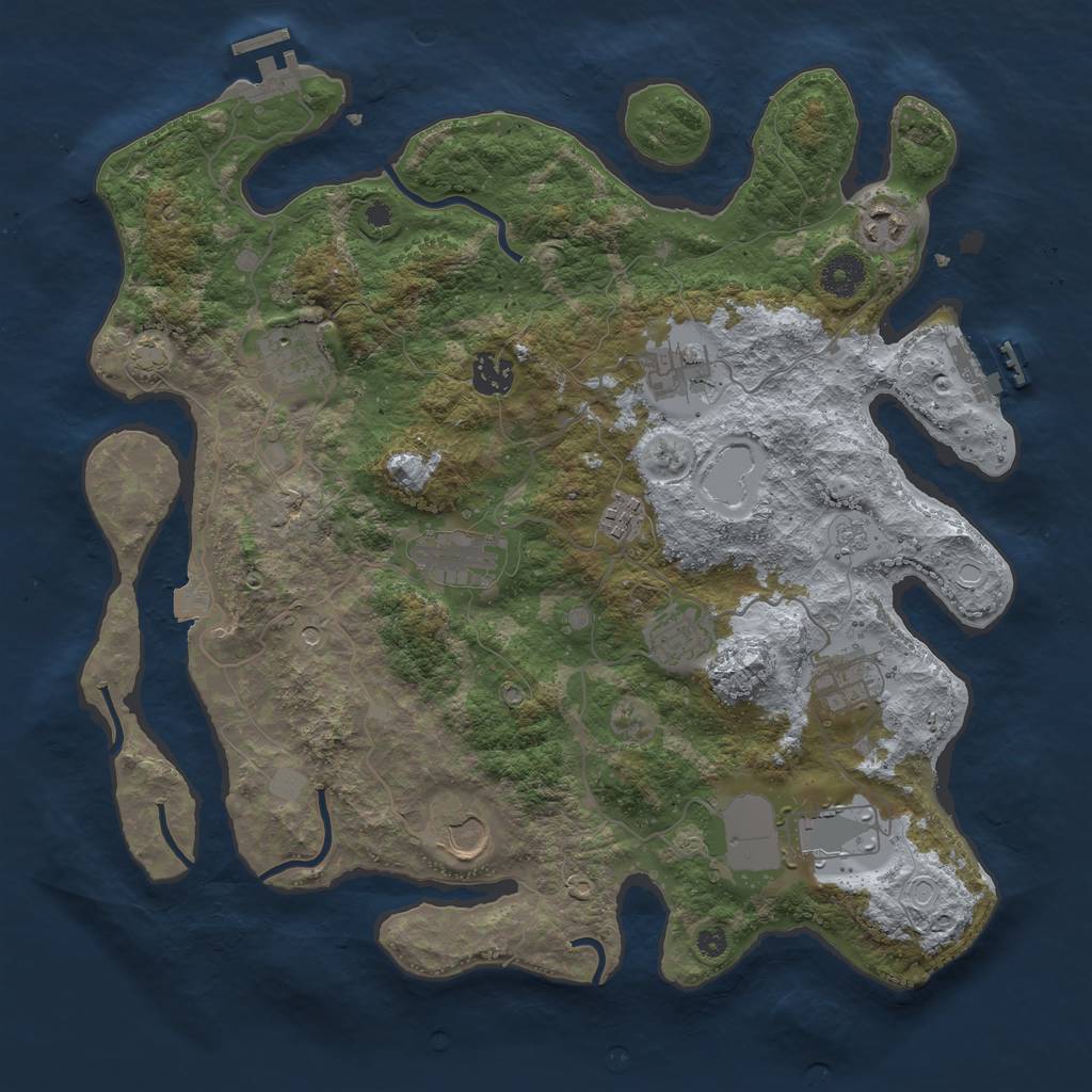 Rust Map: Procedural Map, Size: 3750, Seed: 646198971, 18 Monuments