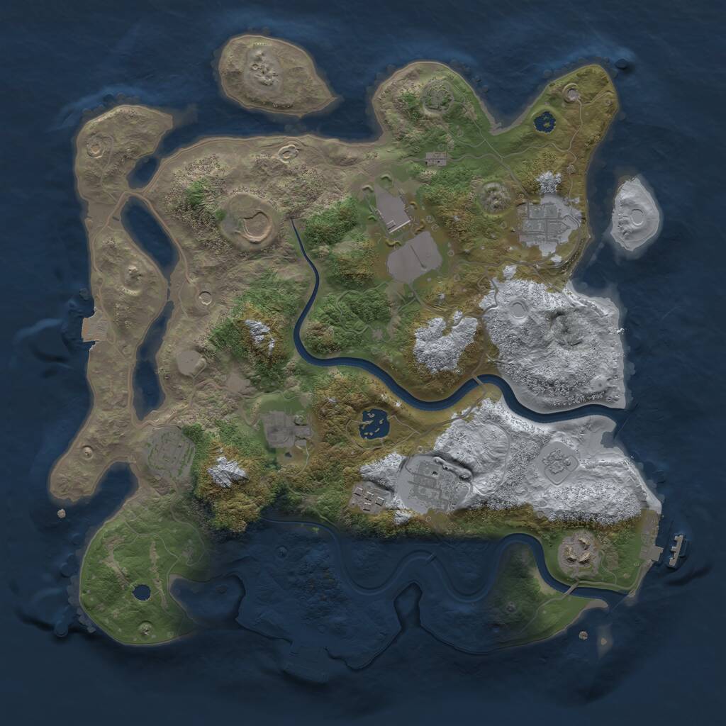 Rust Map: Procedural Map, Size: 3500, Seed: 32456606, 15 Monuments