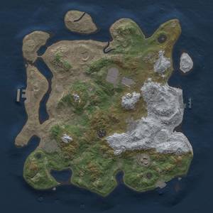 Thumbnail Rust Map: Procedural Map, Size: 3500, Seed: 32456606, 15 Monuments