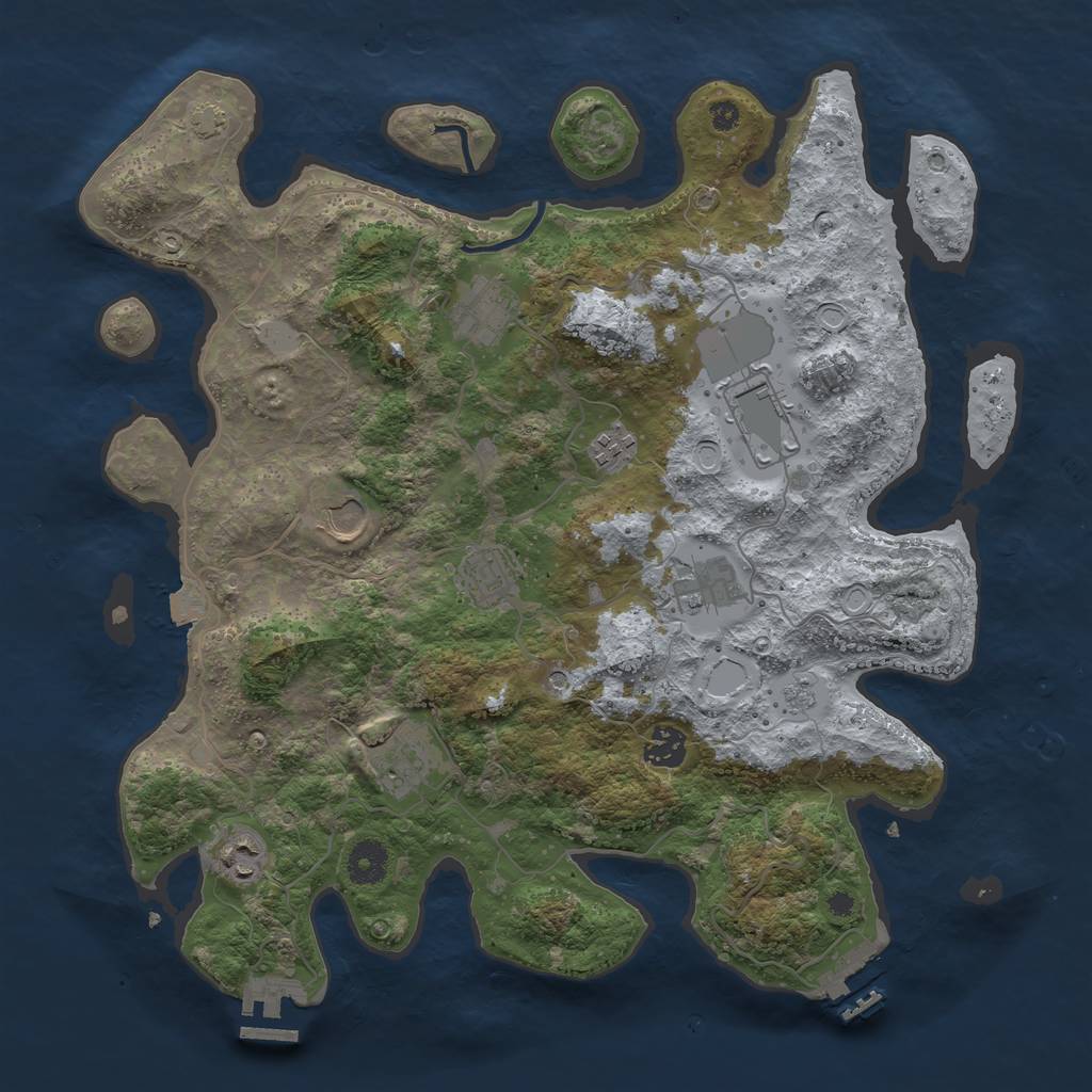 Rust Map: Procedural Map, Size: 3800, Seed: 13726528, 17 Monuments