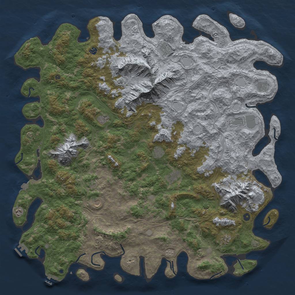Rust Map: Procedural Map, Size: 6000, Seed: 633448698, 19 Monuments