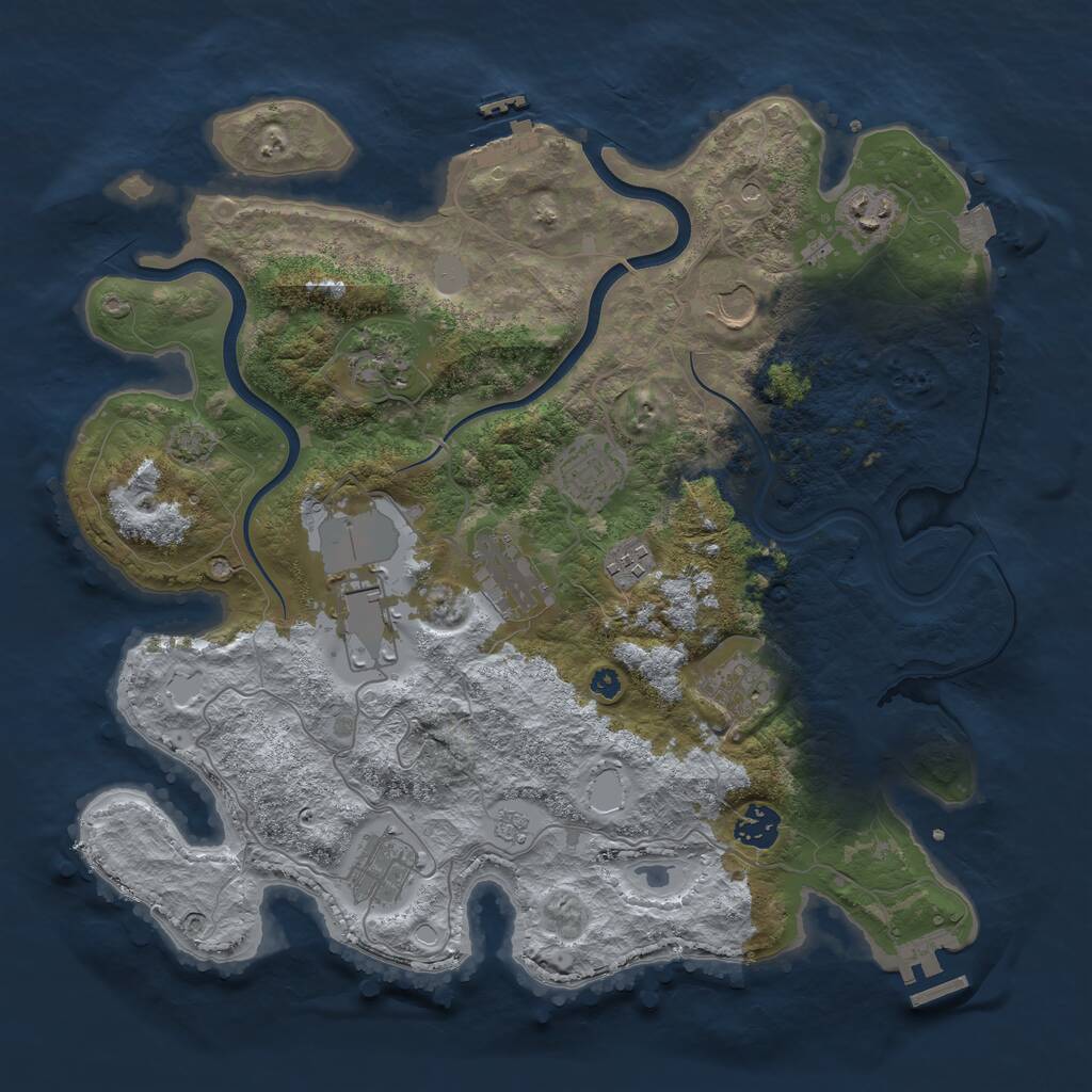 Rust Map: Procedural Map, Size: 3700, Seed: 1481530321, 16 Monuments