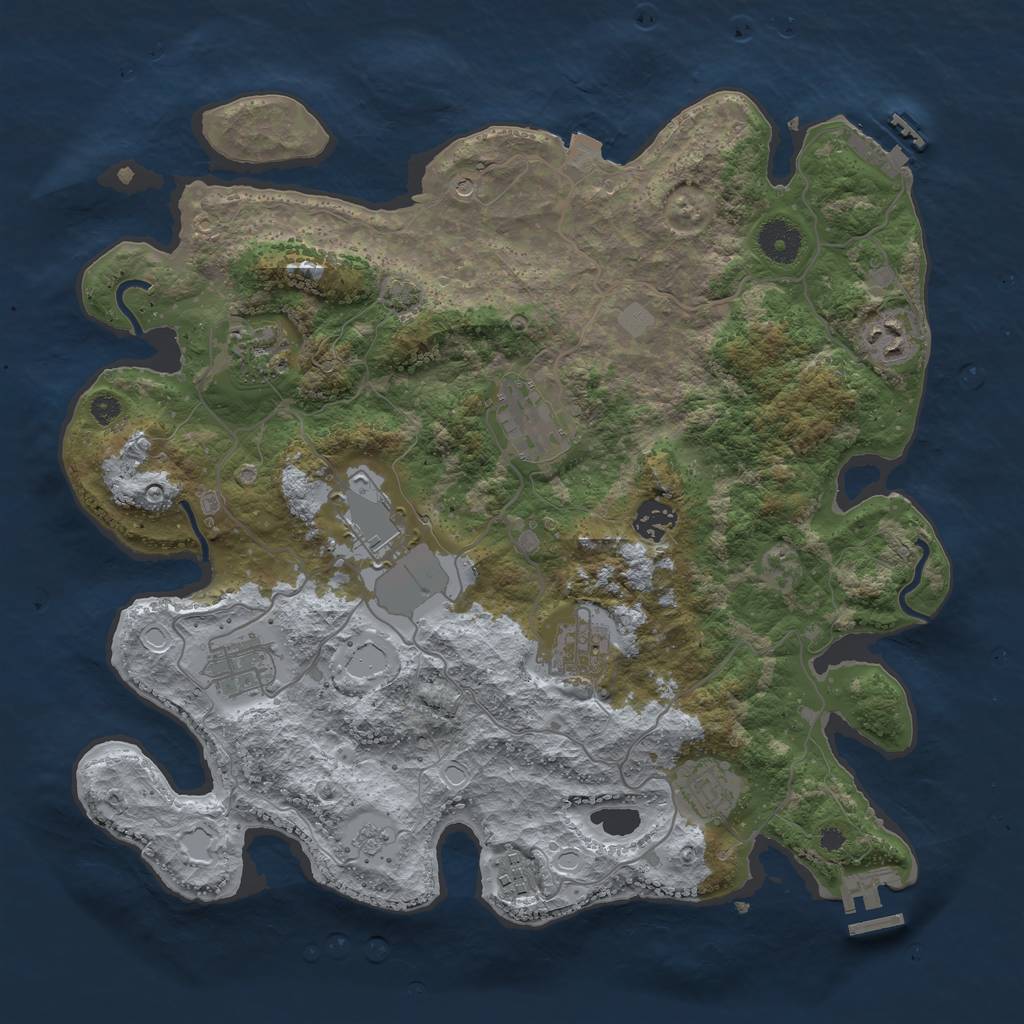 Rust Map: Procedural Map, Size: 3700, Seed: 1481530321, 17 Monuments