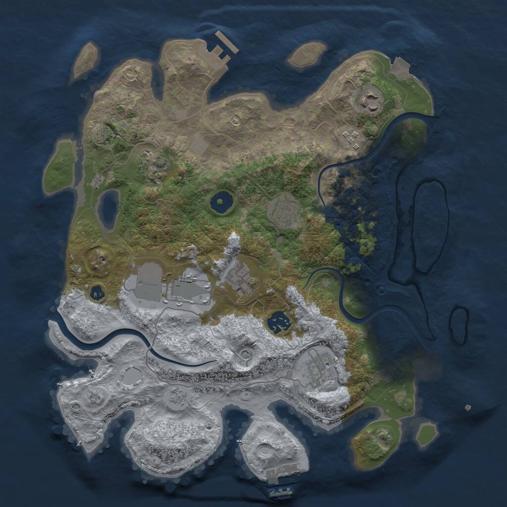 Rust Map: Procedural Map, Size: 3500, Seed: 1295501905, 14 Monuments