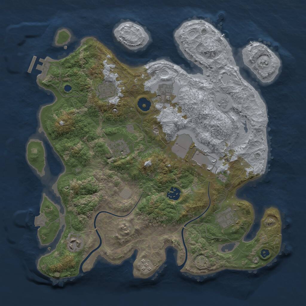 Rust Map: Procedural Map, Size: 3500, Seed: 708419695, 13 Monuments