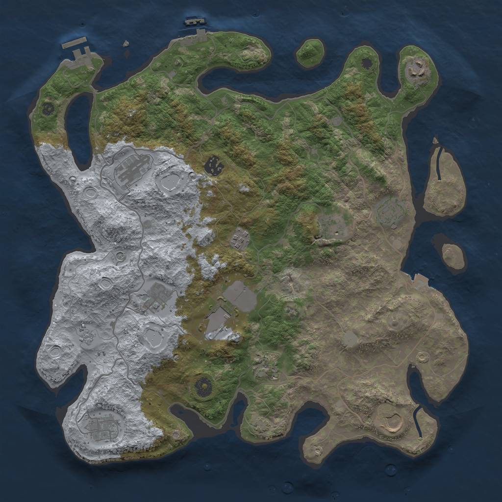 Rust Map: Procedural Map, Size: 4000, Seed: 289304577, 19 Monuments