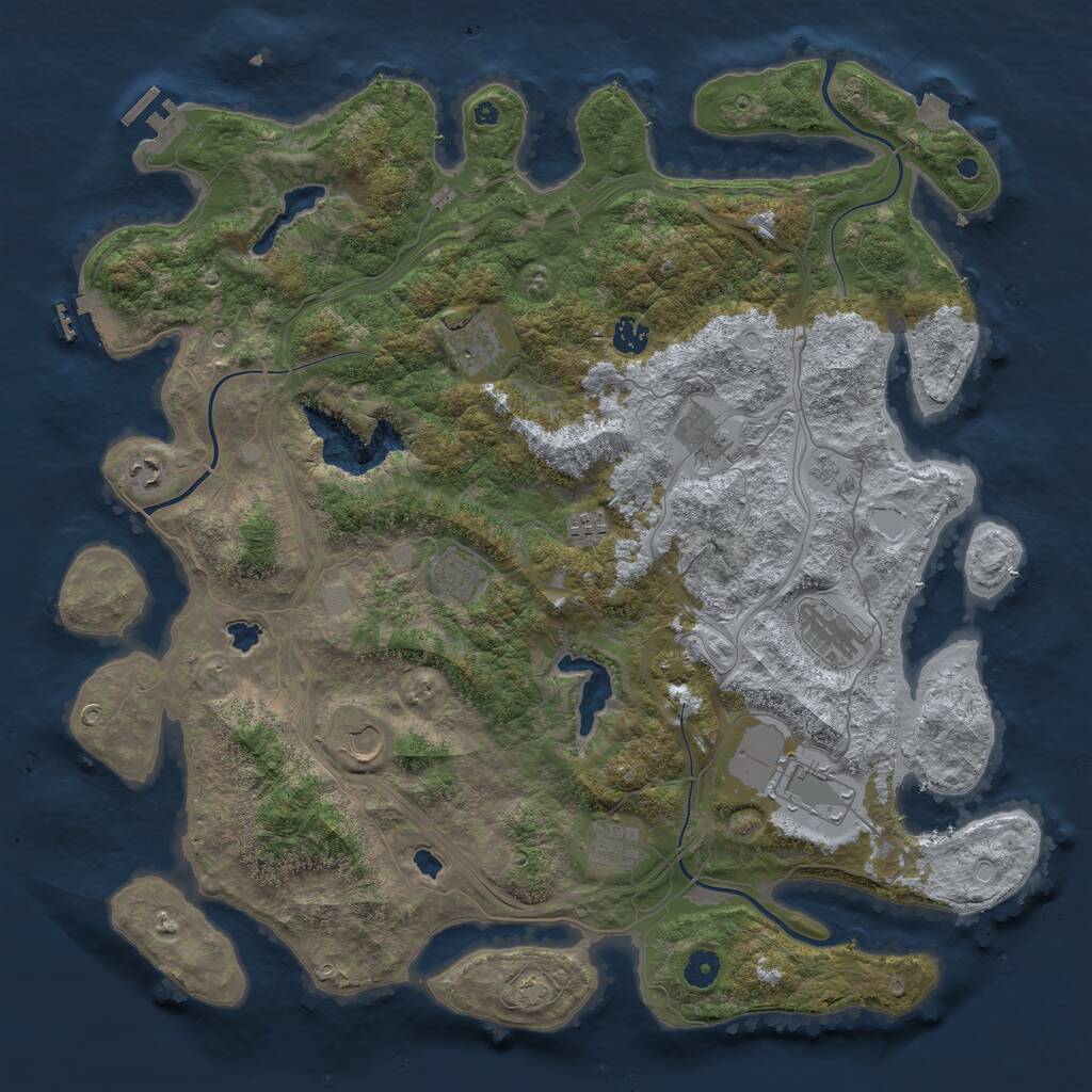 Rust Map: Procedural Map, Size: 4500, Seed: 1814520103, 16 Monuments