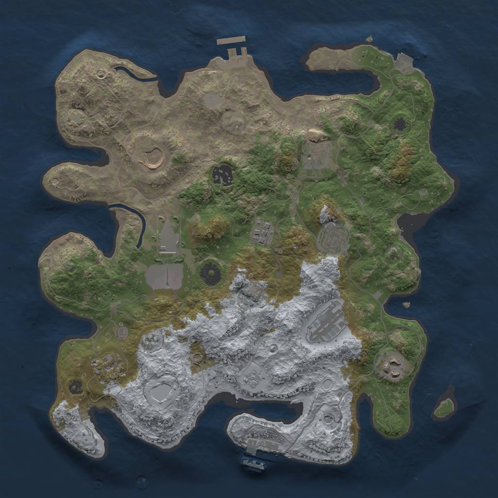 Rust Map: Procedural Map, Size: 3500, Seed: 270527039, 17 Monuments