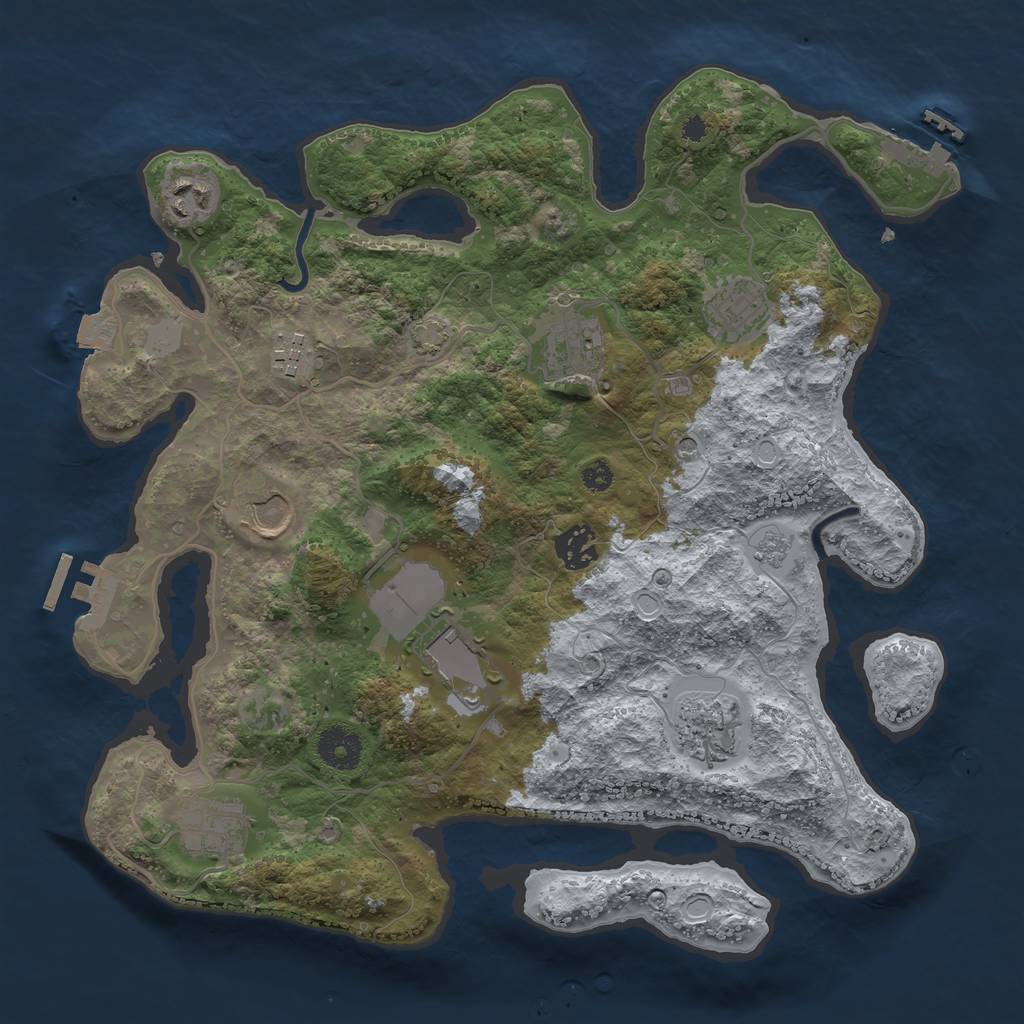 Rust Map: Procedural Map, Size: 3500, Seed: 853394602, 17 Monuments