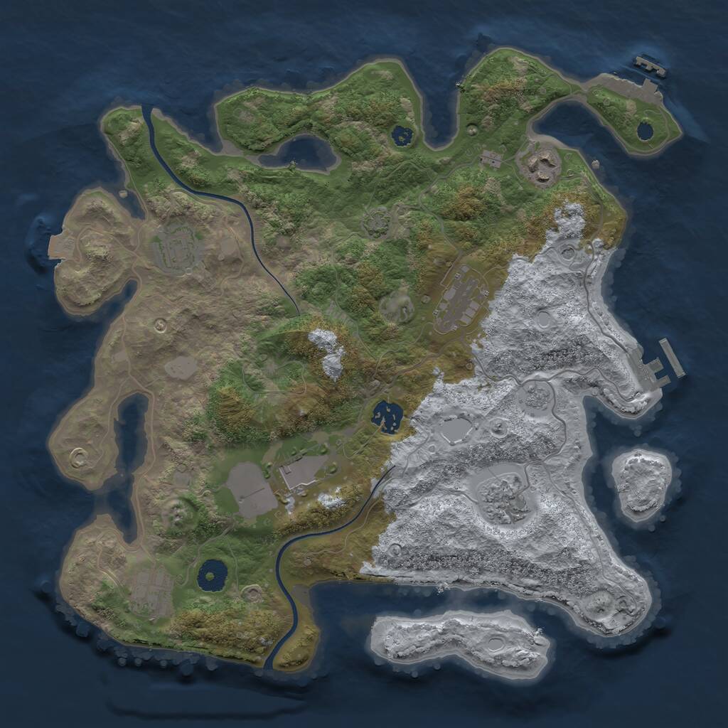 Rust Map: Procedural Map, Size: 3500, Seed: 853394602, 13 Monuments