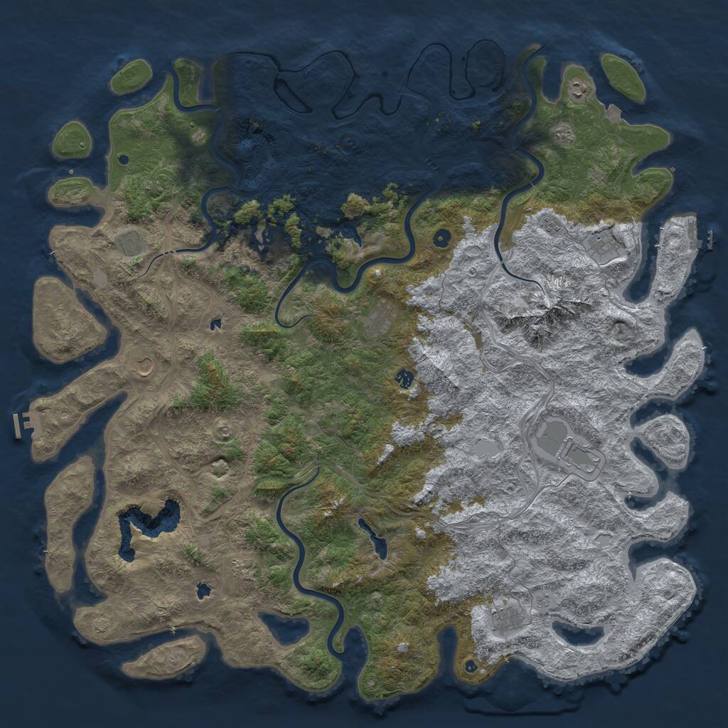 Rust Map: Procedural Map, Size: 6000, Seed: 61461681, 17 Monuments