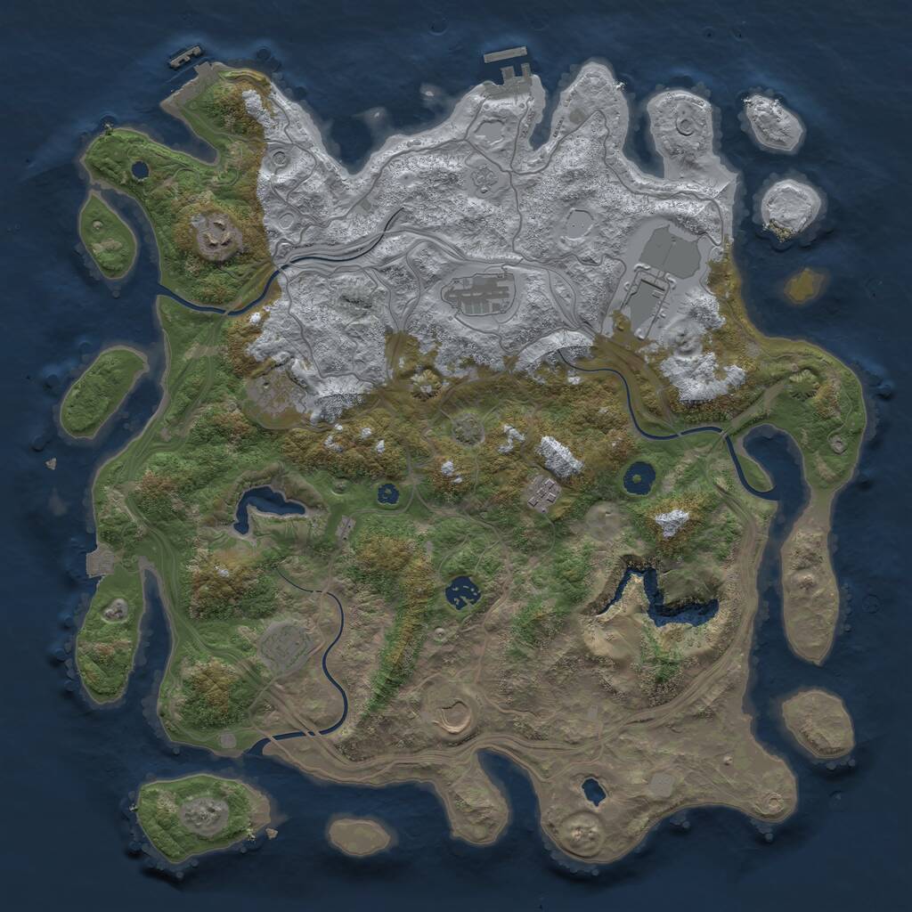 Rust Map: Procedural Map, Size: 4250, Seed: 506907074, 14 Monuments