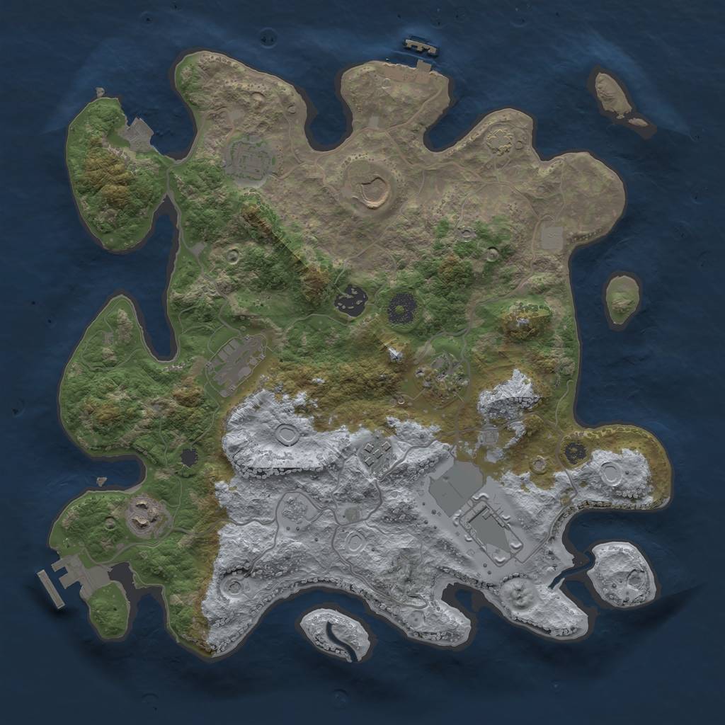 Rust Map: Procedural Map, Size: 3500, Seed: 1590983186, 16 Monuments