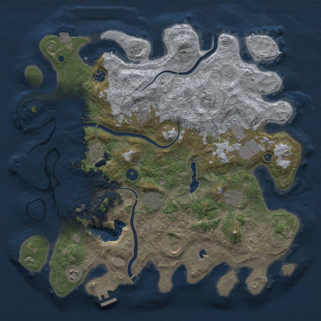Rust Map: Procedural Map, Size: 4000, Seed: 348361826, 16 Monuments