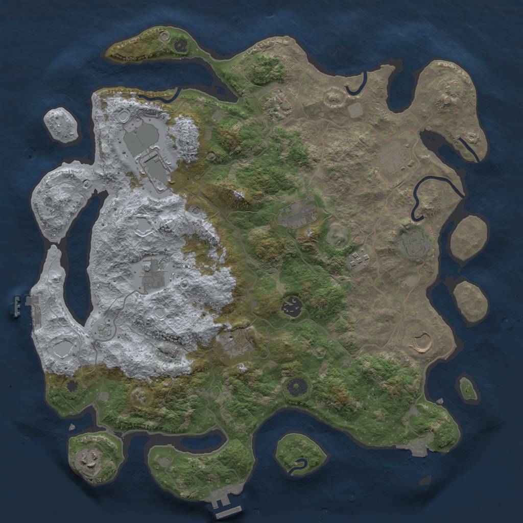 Rust Map: Procedural Map, Size: 4000, Seed: 1613137084, 19 Monuments