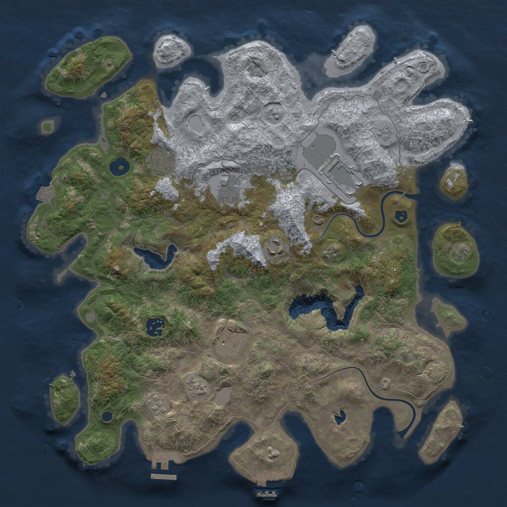Rust Map: Procedural Map, Size: 4000, Seed: 120553384, 13 Monuments