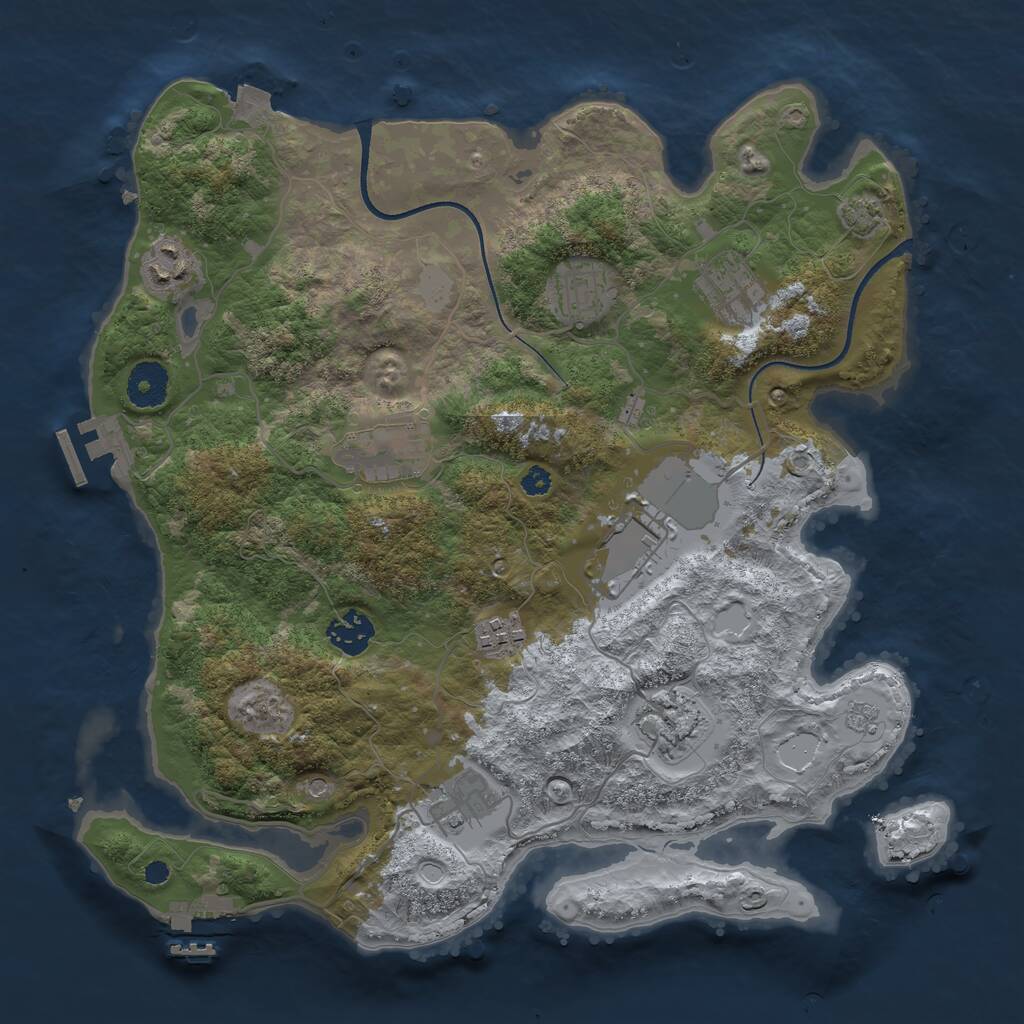 Rust Map: Procedural Map, Size: 3500, Seed: 1653996555, 15 Monuments