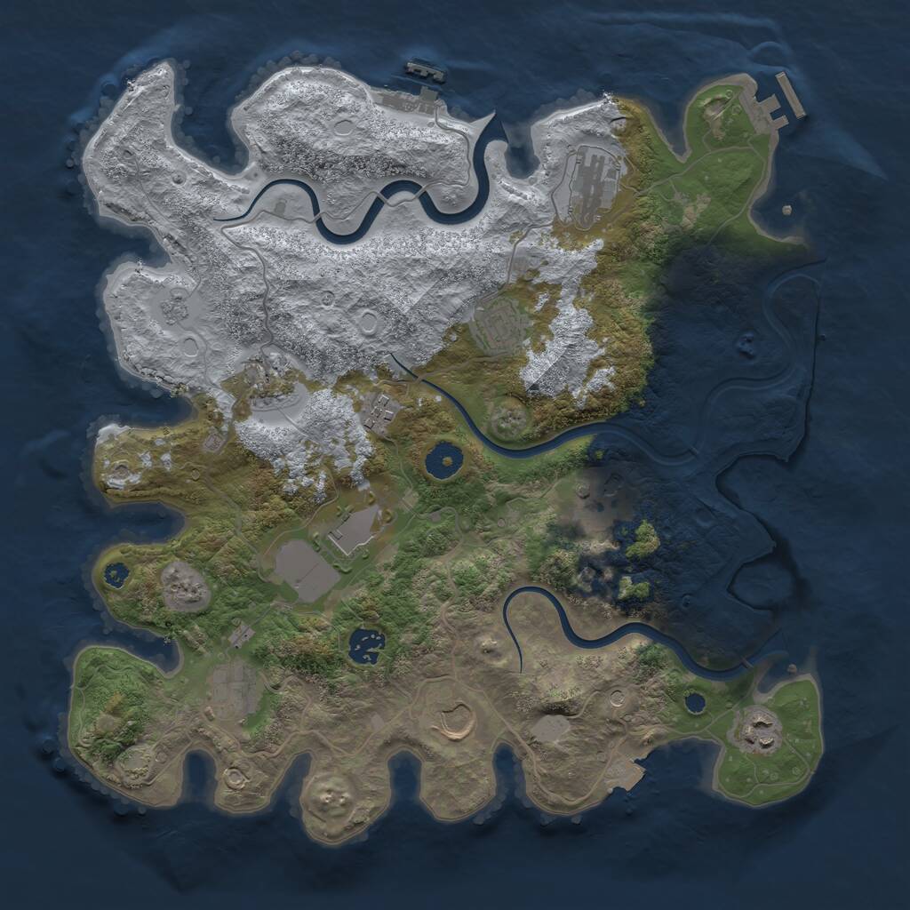 Rust Map: Procedural Map, Size: 3750, Seed: 726128000, 16 Monuments