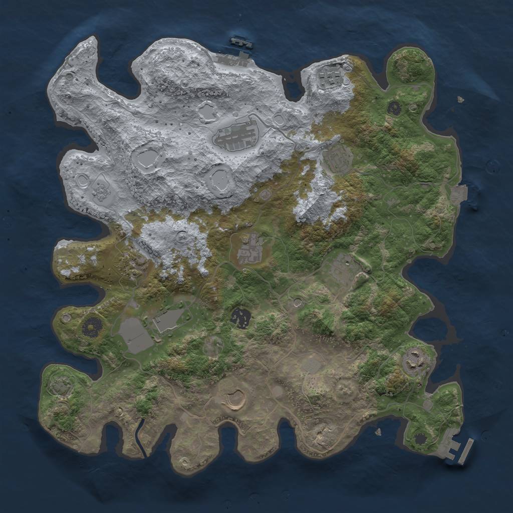 Rust Map: Procedural Map, Size: 3750, Seed: 726128000, 18 Monuments