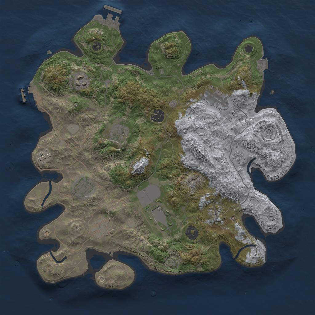 Rust Map: Procedural Map, Size: 3500, Seed: 683499788, 17 Monuments