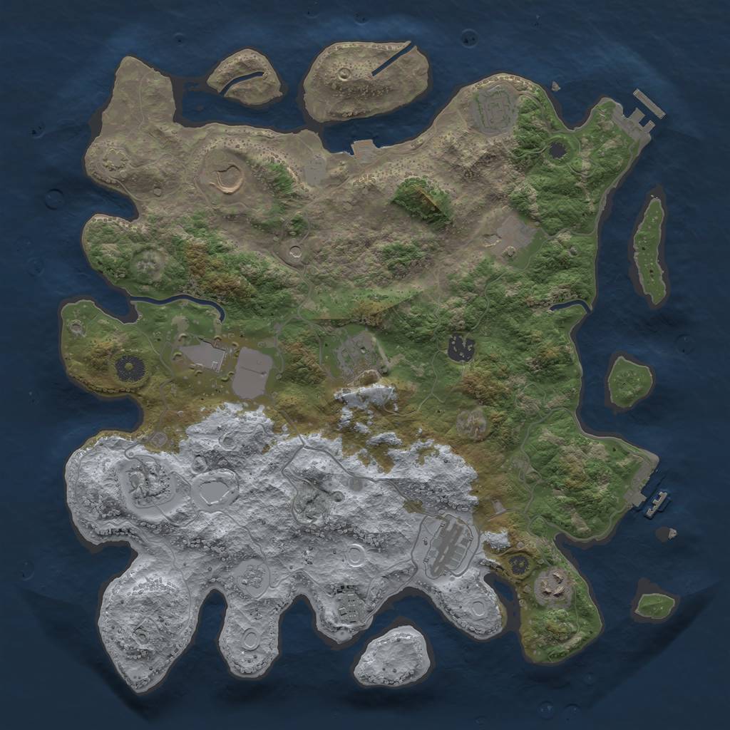 Rust Map: Procedural Map, Size: 3850, Seed: 1031584890, 18 Monuments