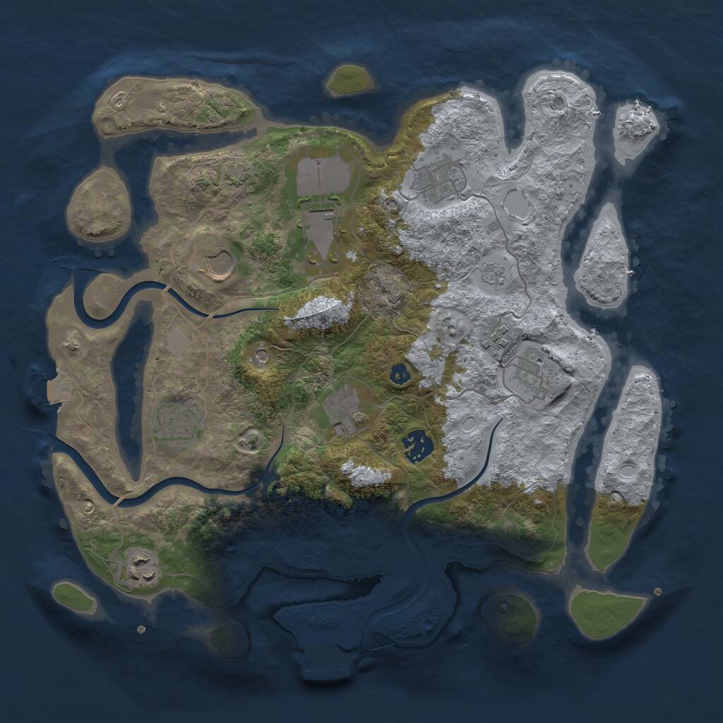 Rust Map: Procedural Map, Size: 3500, Seed: 1954053866, 14 Monuments