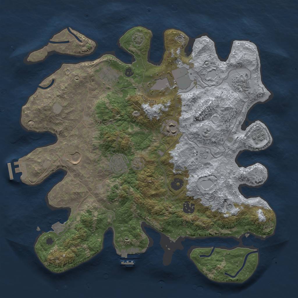 Rust Map: Procedural Map, Size: 3600, Seed: 471238223, 16 Monuments