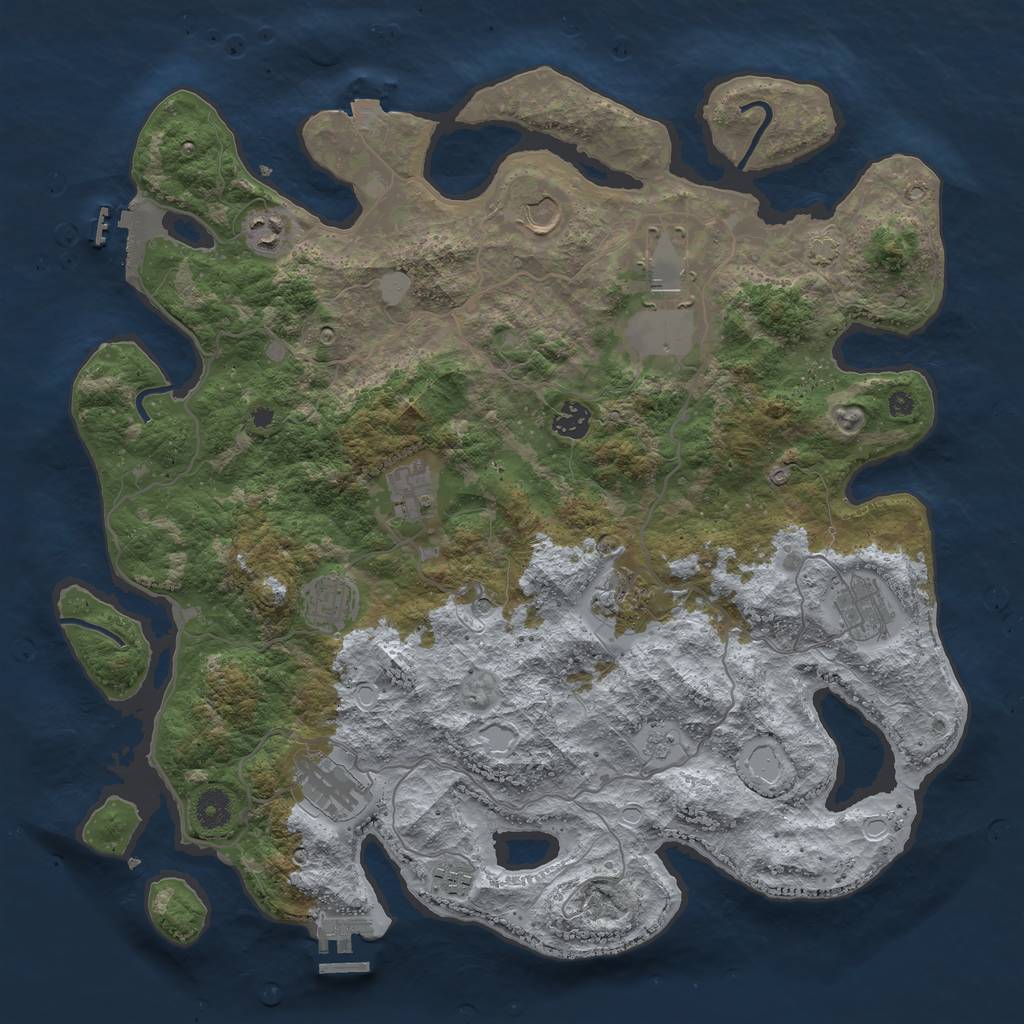 Rust Map: Procedural Map, Size: 4096, Seed: 703287577, 18 Monuments